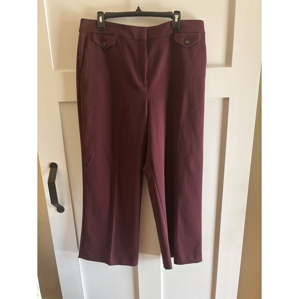 LOFT Women’s Burgundy Dress Pants Size 14 Straight Leg Trouser Work Office